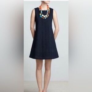 Anthropologie Navy Blue Organic Eyelet Dress Sz 6